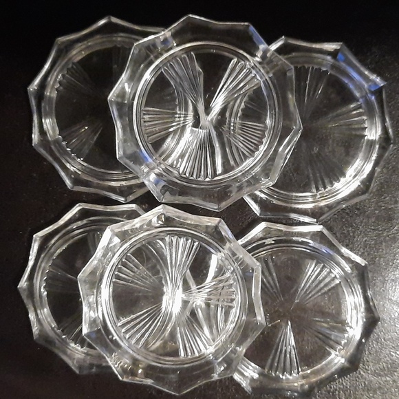 ***HOST PICK** Vintage Reims Glass Coasters Windmill Blades Pattern set of 6 - Picture 5 of 5